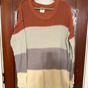 Women's Striped Knit Sweater - Multicolor